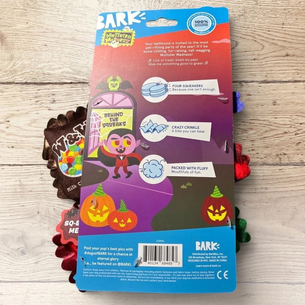 Bark Muttster Madness Halloween Candy Plush Squeak Dog Toy Set 4 Pack XS-S NEW